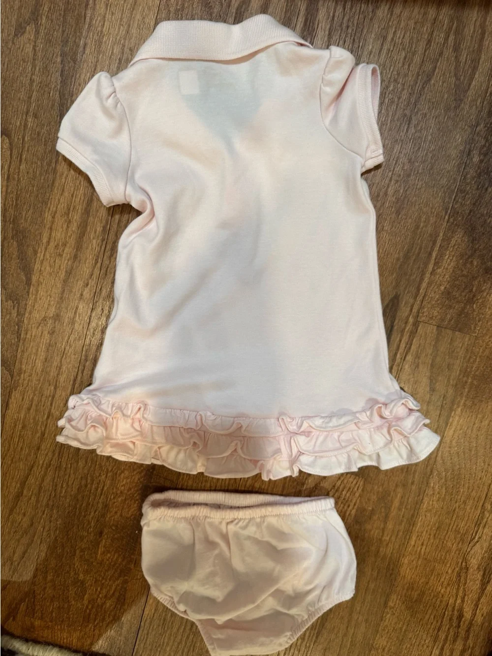 Ralph Lauren Light Pink Polo Ruffle Hem Pajama Dress & Bloomers
